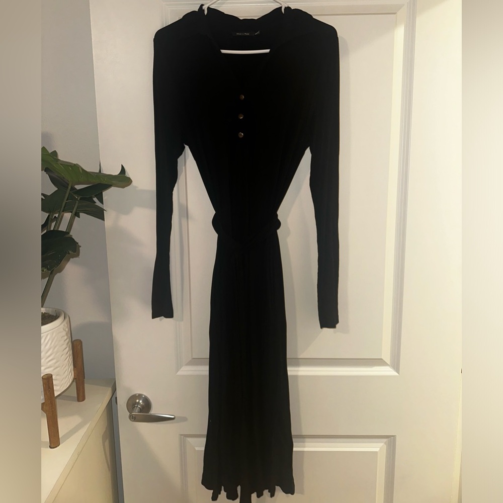 Black midi dress with collar and buttons